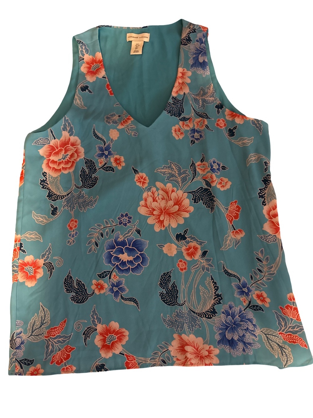 Adrienne Vittadini Teal Floral V-Neck Camisole